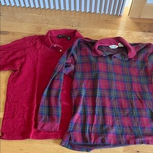 Eddie Bauer Red and Plaid Men's Polo Set